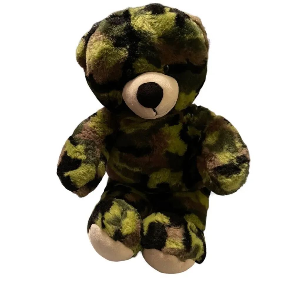Build A Bear Toy's Teddy Bear Camouflage Bear Army Military Plush Stuffed 16"